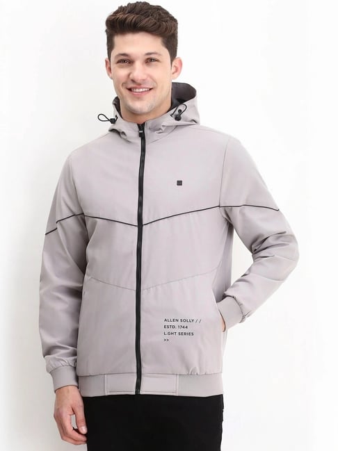 Allen Solly Grey Cotton Regular Fit Hooded Jacket-picture-28