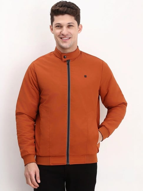 Allen Solly Navy & Orange Regular Fit Quilted Reversible Jacket