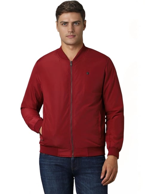 Louis Philippe Maroon Regular Fit Bomber Jacket