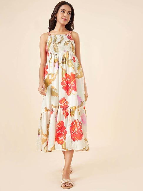 Akkriti by Pantaloons White Printed A-Line Dress-picture-30