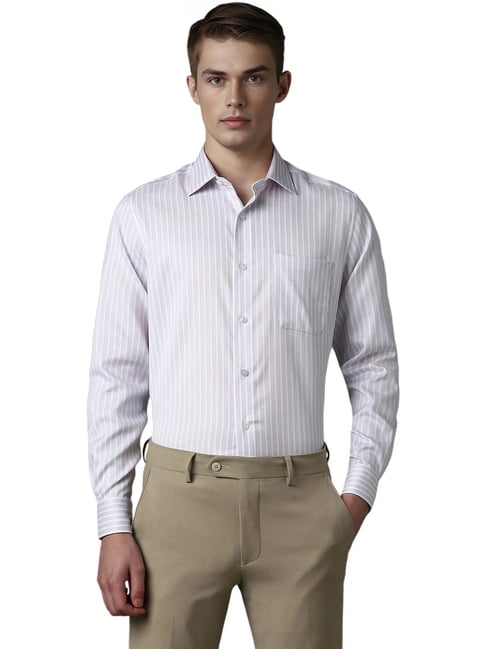 Louis Philippe Purple Cotton Regular Fit Striped Shirt-picture-29