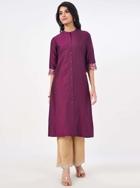 Rangmanch by Pantaloons Purple A Line Kurta-picture-22