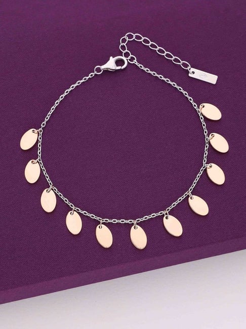 Kai Jewel Sterling Silver Dancing Coins Charm Rose Gold Bracelet for Women