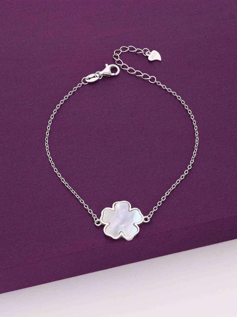 Kai Jewel Sterling Silver Mother of Pearl Flower Bracelet for Women