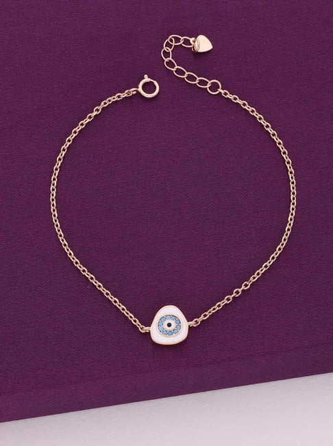 Kai Jewel Sterling Silver Chic Enamelled Evil Eye Rose Gold Bracelet for Women