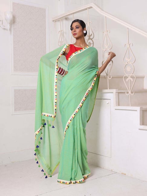 CHARUKRITI Green Cotton Saree-picture-21