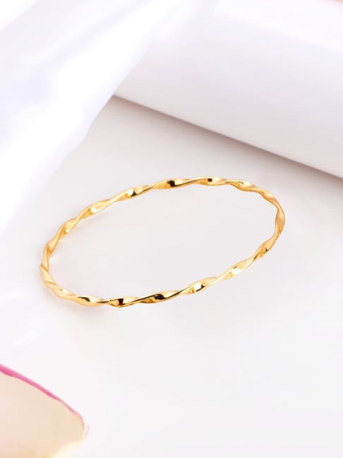 Zavya Golden Abstract 925 Sterling Silver Gold-Plated Abstract Bangle