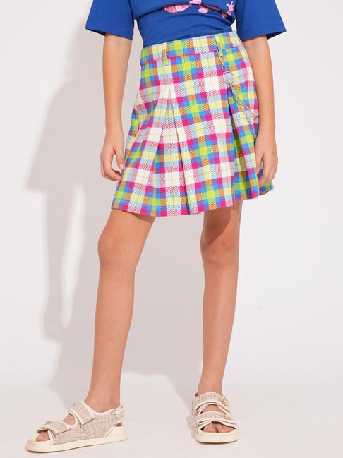 VERO MODA GIRL Kids Cloud Dancer Cotton Chequered Skirt-picture-41