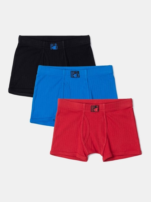 Jockey 3036 Boy's Super Combed Cotton Rib Solid Trunk with Front Open  Fly(Pack of 3_Colors May Vary)