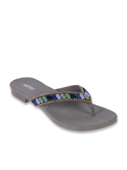 Metro Women's Gun Metal Thong Sandals-picture-25