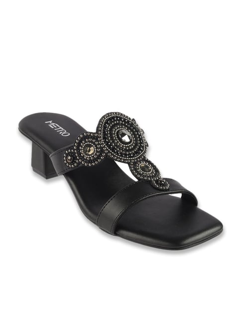 Metro Women's Black Ethnic Sandals
