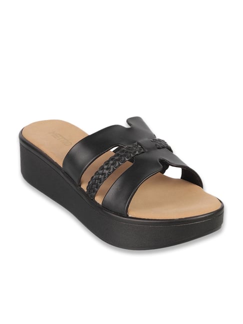 Black casual wedges online