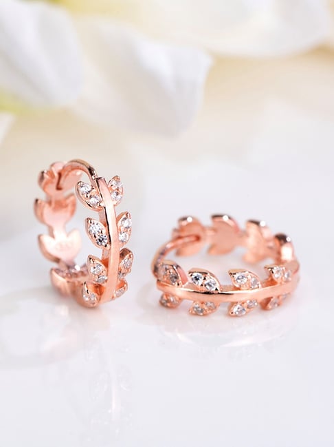 Zavya Hoop Beauty Cubic Zirconia Rose Gold Plated Small Hoop Earrings