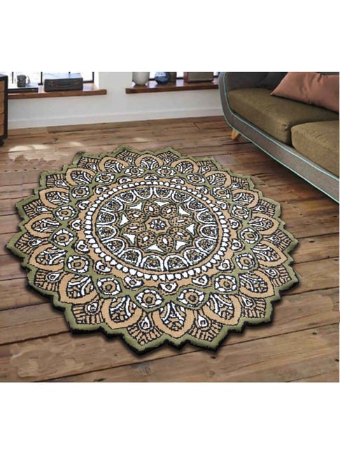 Presto Green & Beige Polyester Carpet-picture-25