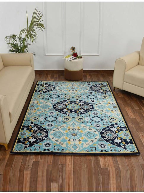 Presto Blue Polyester Traditional Carpet-picture-17