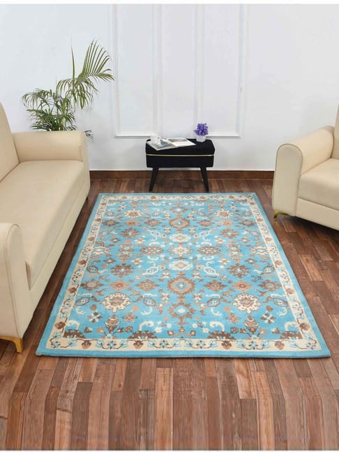 Presto Blue & Beige Polyester Traditional Carpet-picture-29