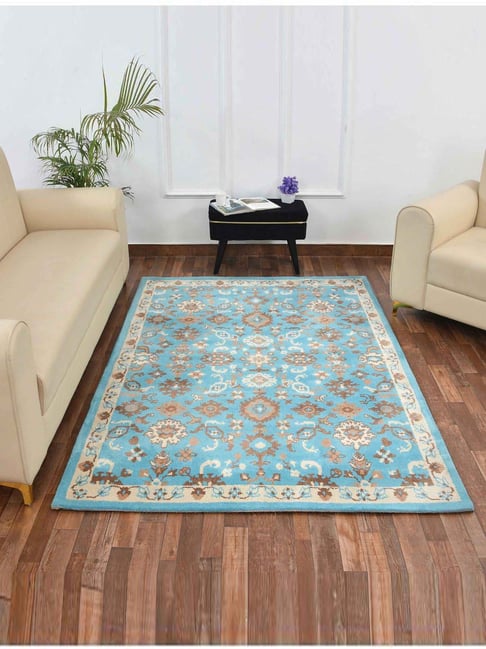 Presto Blue & Beige Polyester Traditional Carpet-picture-33