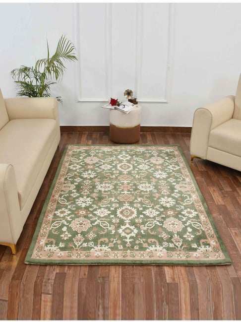 Presto Green & Beige Polyester Traditional Carpet-picture-34