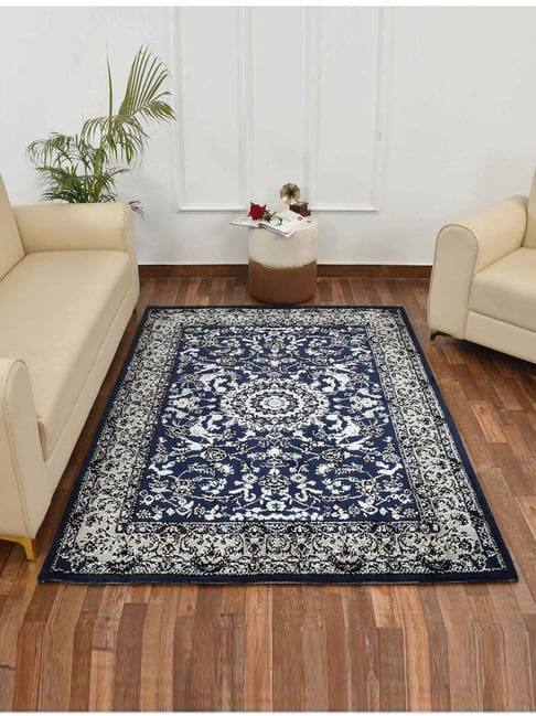 Presto Blue & Grey Polyester Traditional Carpet-picture-28