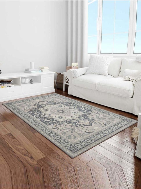 Presto Grey Polyester Traditional Washable Carpet