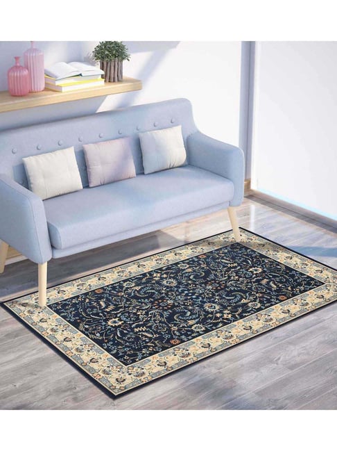 Presto Blue Polyester Traditional Washable Carpet-picture-19