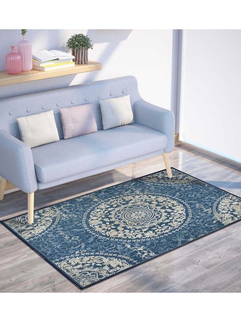 Presto Blue Polyester Traditional Washable Carpet-picture-21