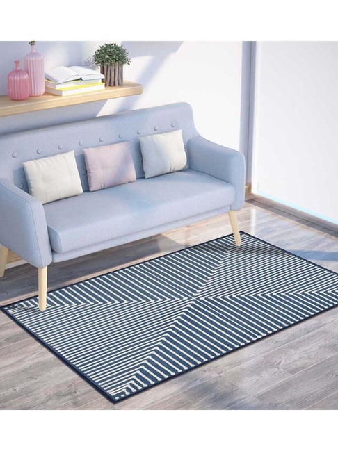 Presto Blue & White Polyester Washable Carpet-picture-41