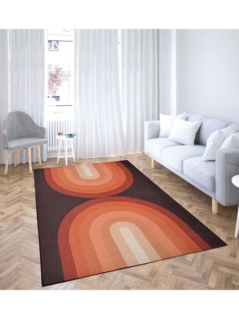 Presto Orange & Brown Polyester Washable Carpet-picture-29