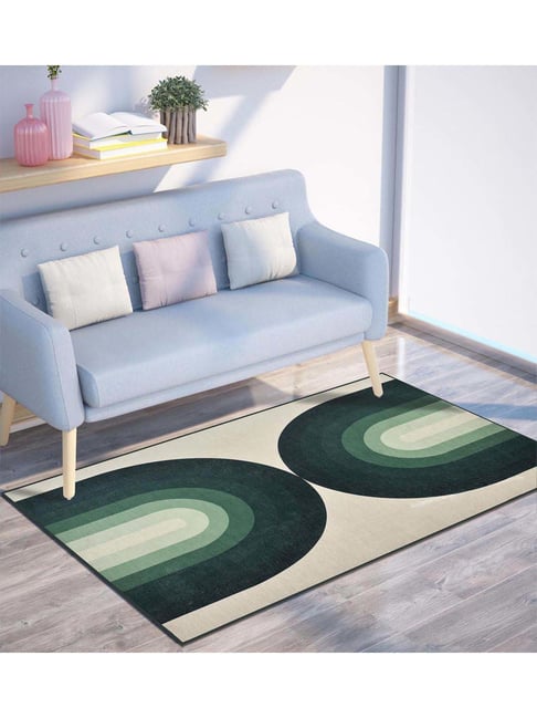 Presto Green & Beige Polyester Washable Carpet-picture-31
