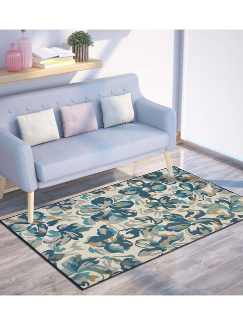 Presto Blue & Beige Polyester Washable Carpet-picture-44