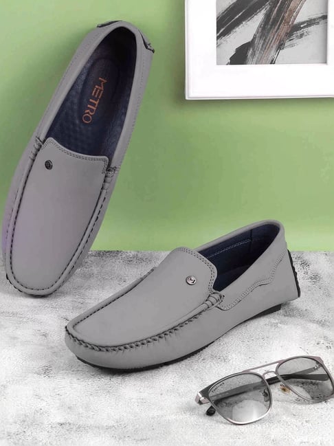 metro men's grey casual loafers