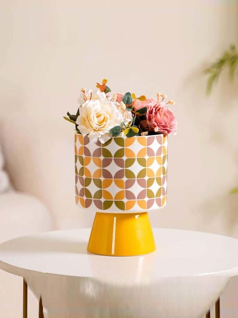 Nestasia Multicolour Abstract Design Ceramic Flower Vase