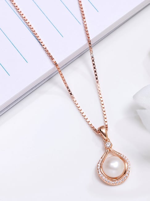 Zavya Pearl Beauty Cubic Zirconia Rose Gold Plated Women's