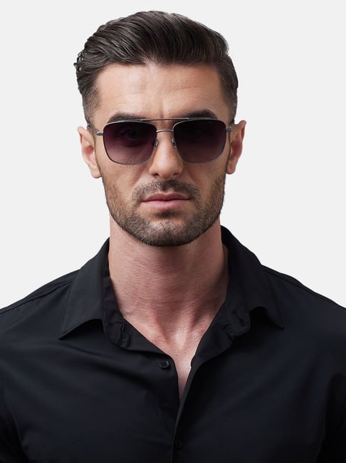 Shisen Fox Kaen Matte Silver Square Unisex UV Protection