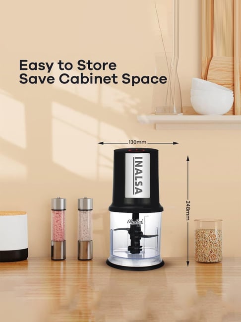 Inalsa 400W Electric Chopper with Twin Blade Technology 500ml Capacity  (Black Silver)