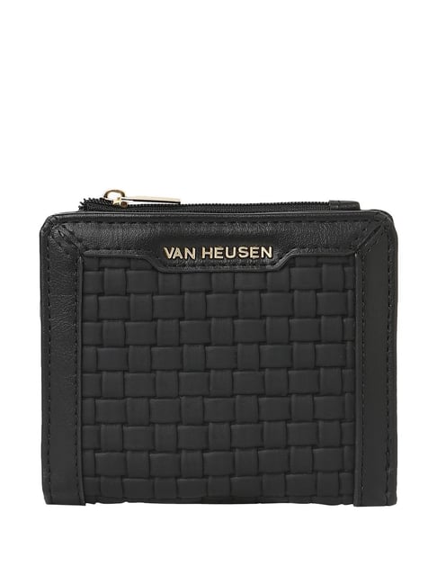 Van Heusen Black Textured Bi-Fold Wallet For Women