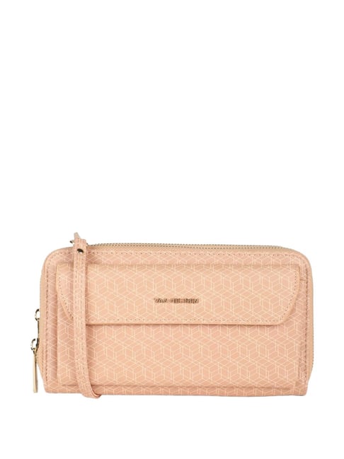 Van Heusen Peach Printed Zip Around Wallet For Women