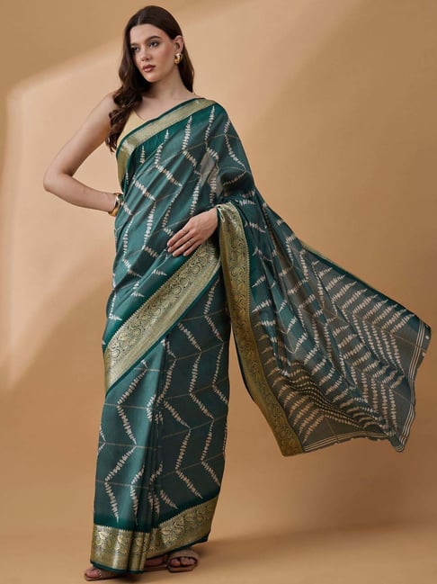 Winza Designer Green Printed Saree With Unstitched Blouse