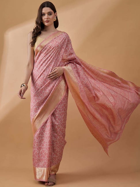 Winza Designer Peach Printed Saree With Unstitched Blouse-picture-34