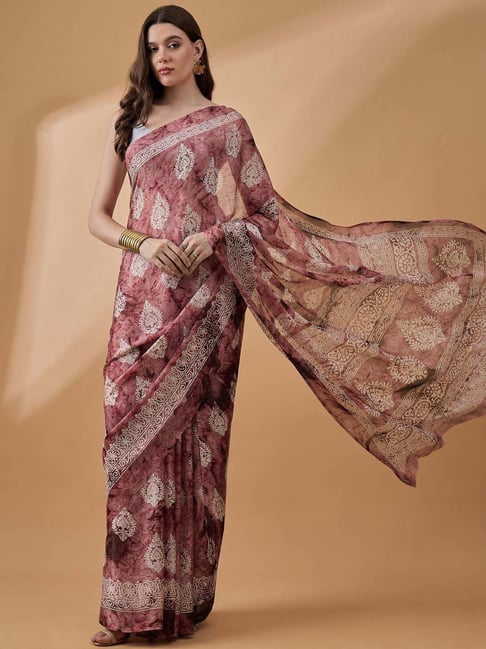 Winza Designer Mauve Printed Saree With Unstitched Blouse-picture-32