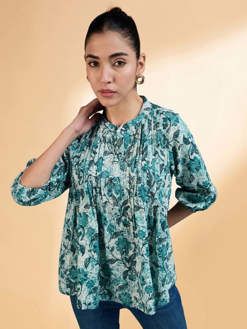 Winza Designer Green Printed Top