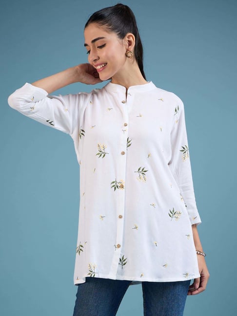 Winza Designer White Embroidered Tunic