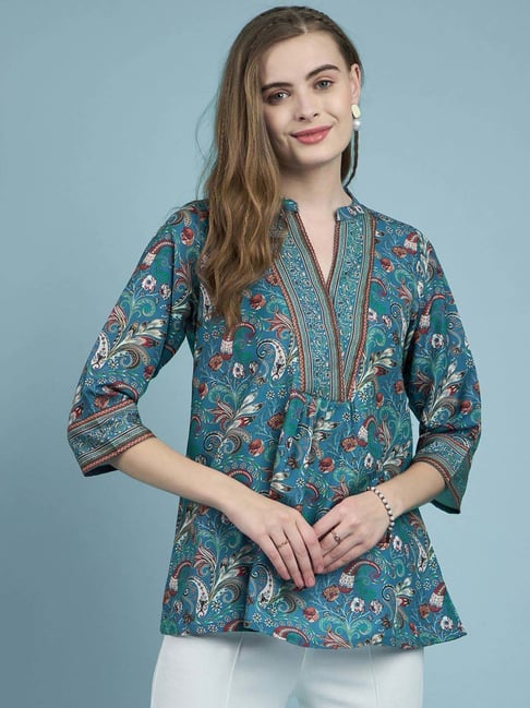 Winza Designer Blue Printed Top