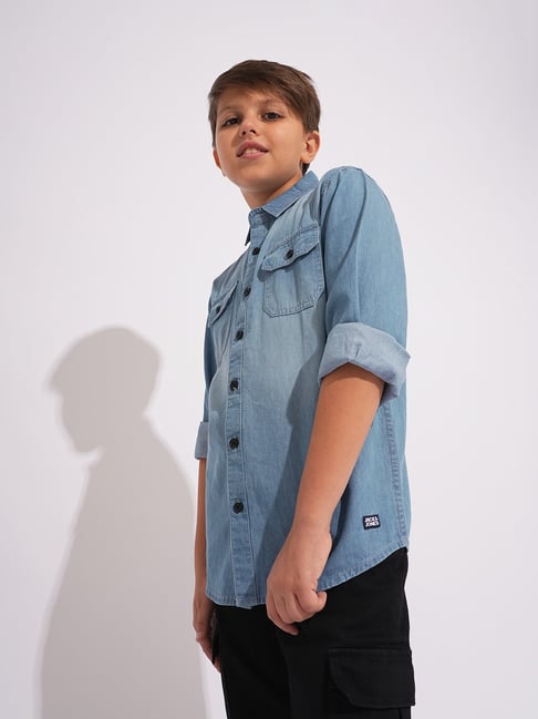 Jack Jones Junior Kids Blue Denim Shirt