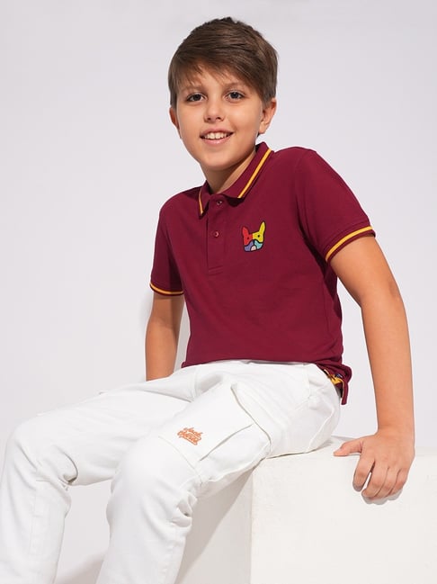 Jack & Jones Junior Kids Maroon Cotton Polo T-Shirt-picture-27