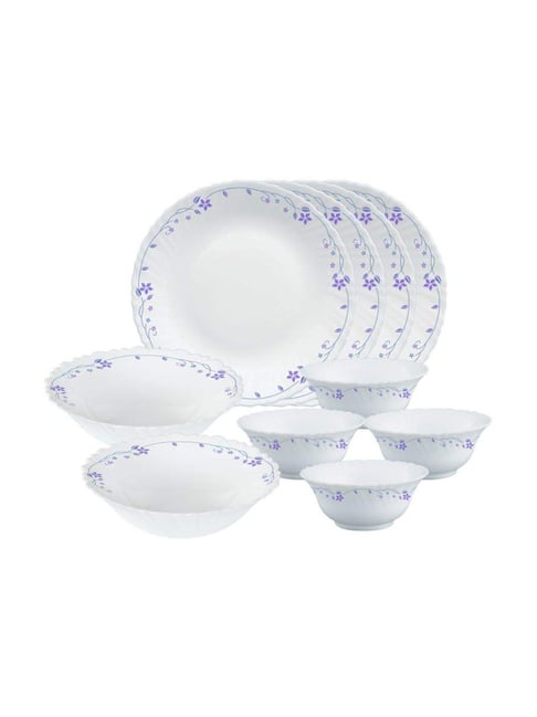 Larah by Borosil White Flora Opalware 10 Piece Dinner Set-picture-38