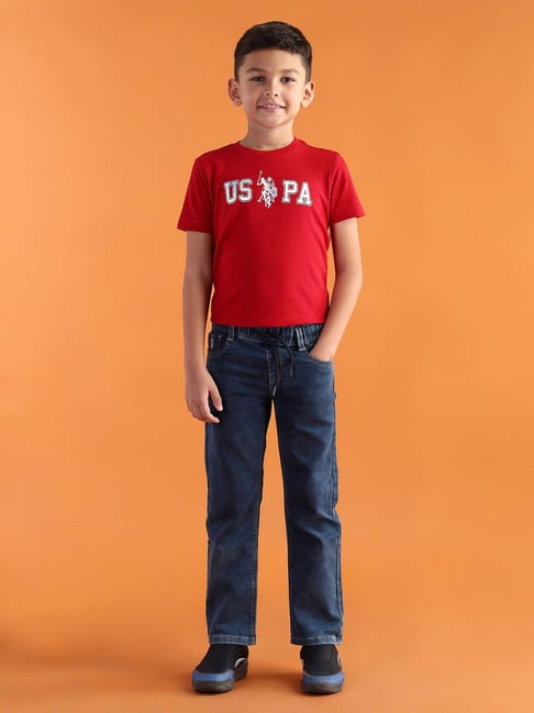 US Polo Kids Boys Blue Cotton Jeans