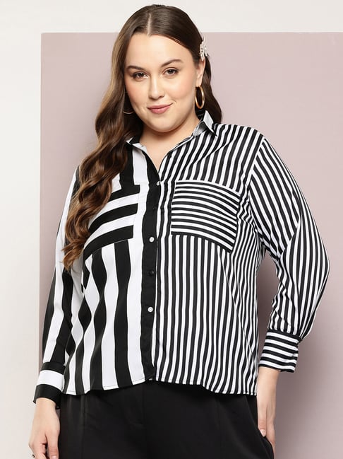 Qurvii + Black & White Striped Shirt-image-40