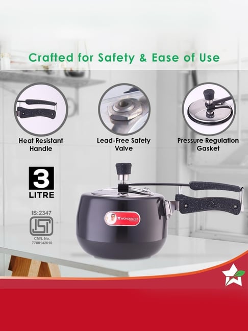 Buy Wonderchef ?Black Aluminium Inner Lid Pressure Cooker L at