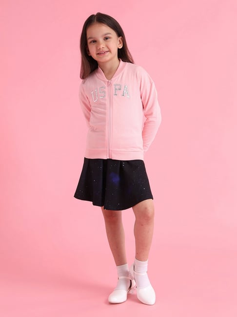 u.s. polo assn. US Polo Kids Girls Pink Cotton Printed Sweatshirt Hoodie-picture-30